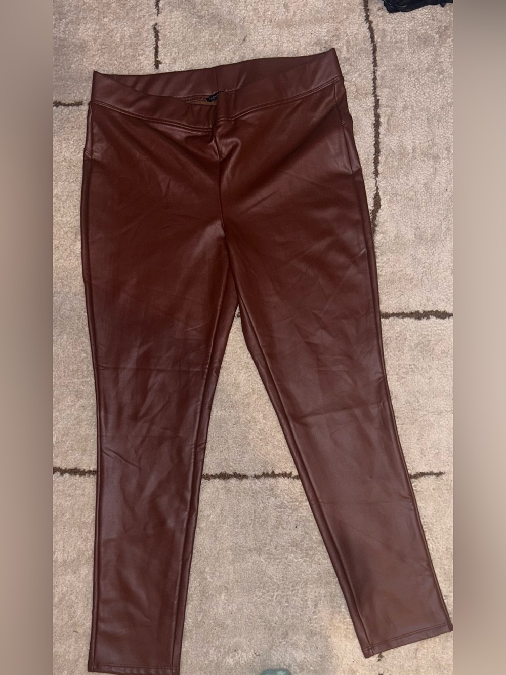 Womens Faux-Leather Brown Leggings